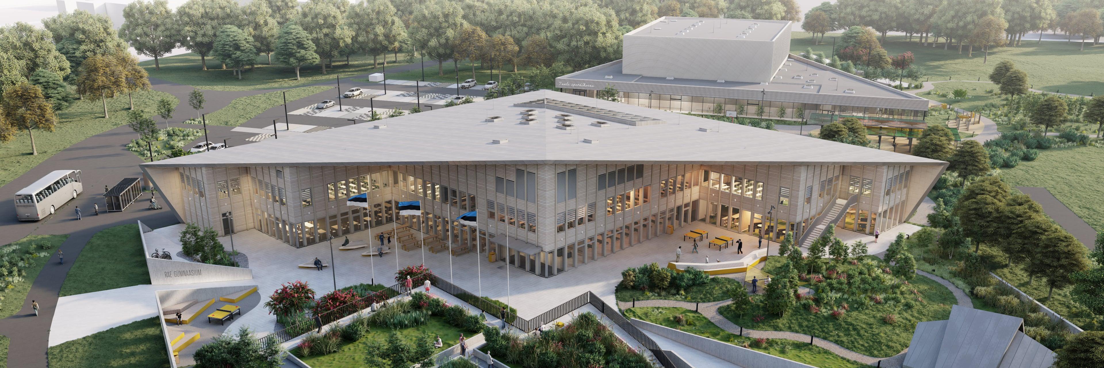 Rae riigigümnaasiumi eskiis. KOKO arhitektide ideekavand «Lennuk».
